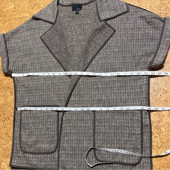 Greylin Anthropologie Wool Blend Brown Woven Short Sleeve Open Cardigan Sz S - Picture 14 of 14